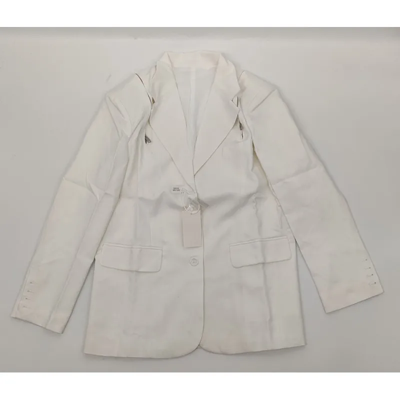 

YUERWANG Women Blazer Patchwork White Suit Coat All Match Irregular Loose Casual Ladies Jacket Autumn Female Tops 2021 Fashion