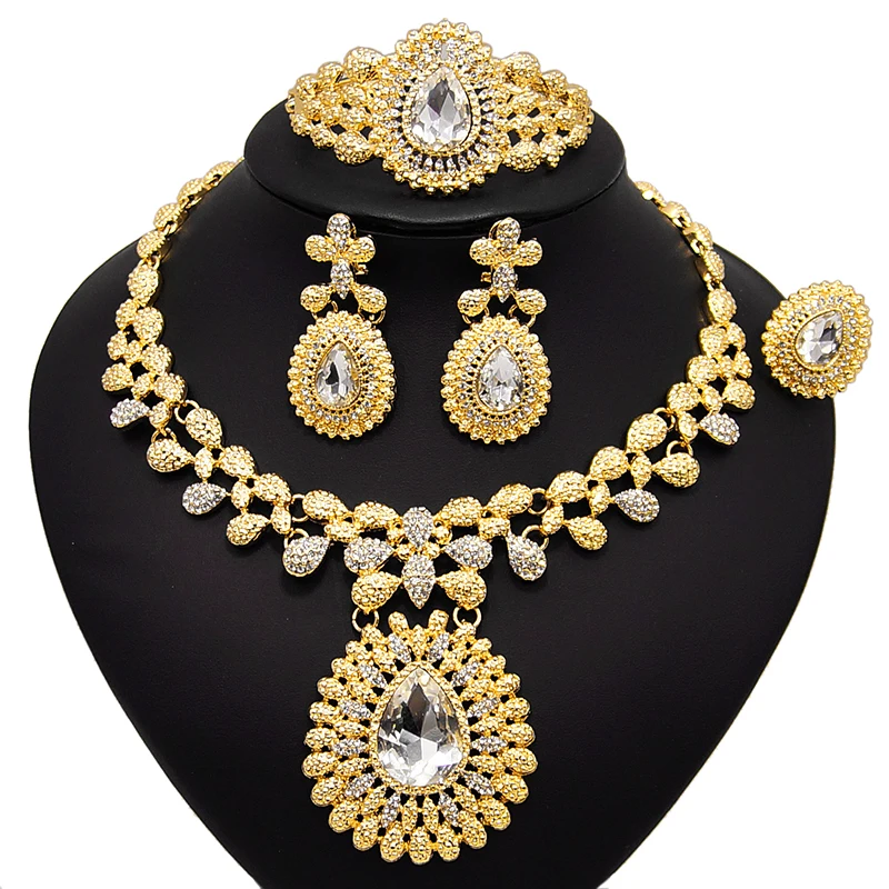 

Новые африканские Ювелирные наборы Yulaili, модное ожерелье, серьги, браслет, кольцо для женщин, свадебные аксессуары, Бесплатная доставка