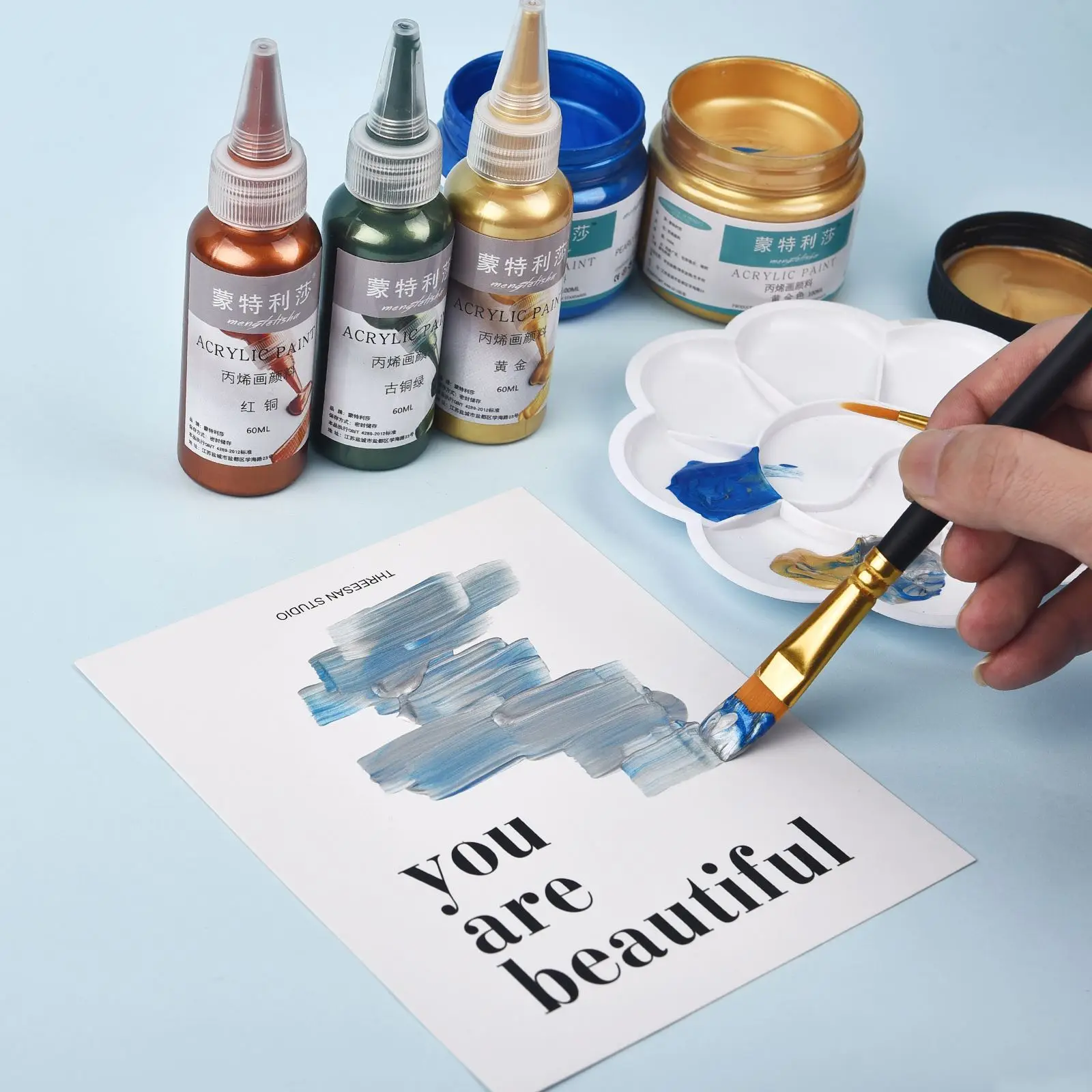 Пигмент для эпоксидной смолы 60 мл/флакон цвет металлик золото серебро медь