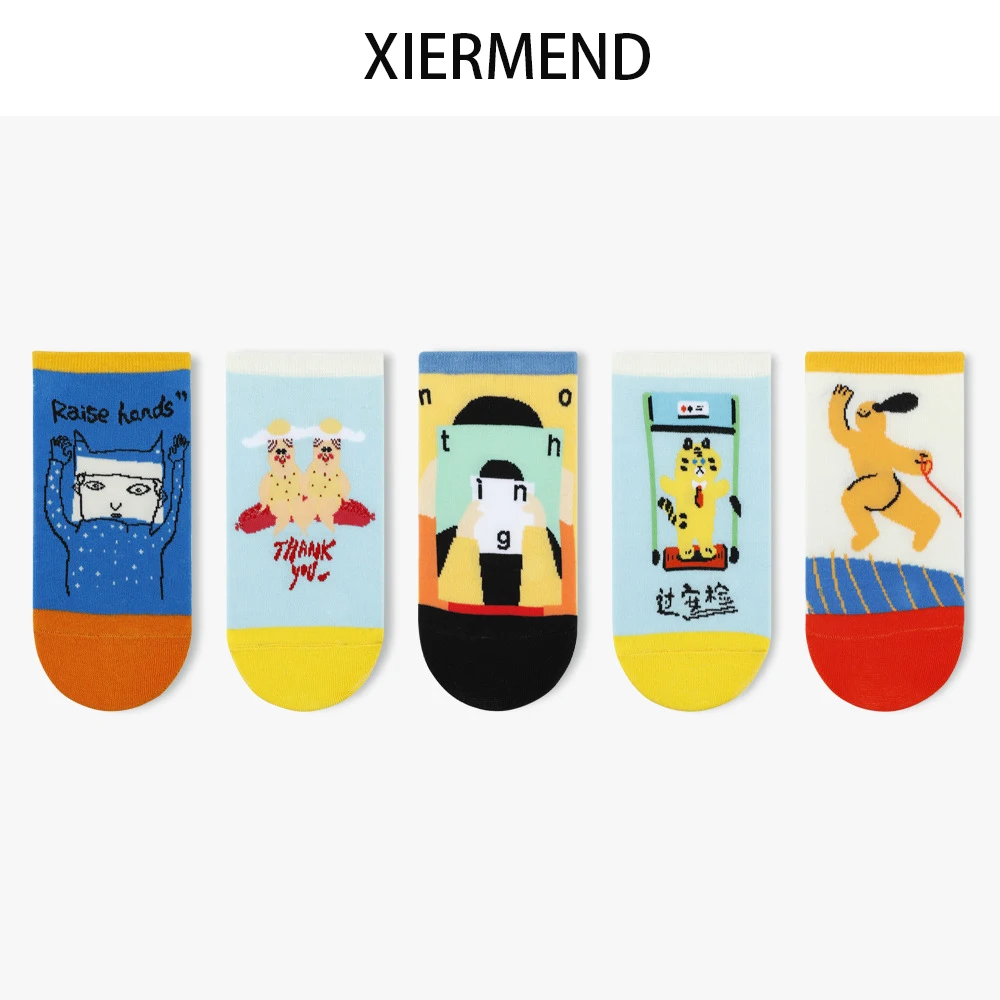 10 pieces = 5 pairs autumn women socks cotton socks original cartoon animal slipper socks summer socks women