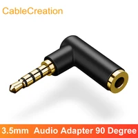 cablecreation 3 5mm jack right angle audio adapter male to female jack 90 degree aux adapter 18 trrs stereo headphone connector