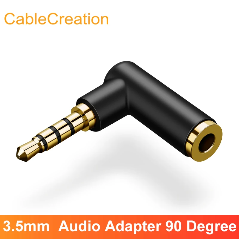 Аудио адаптер CableCreation 3 5 мм под прямым углом 90 градусов AUX 1/8 TRRS стереоразъем для