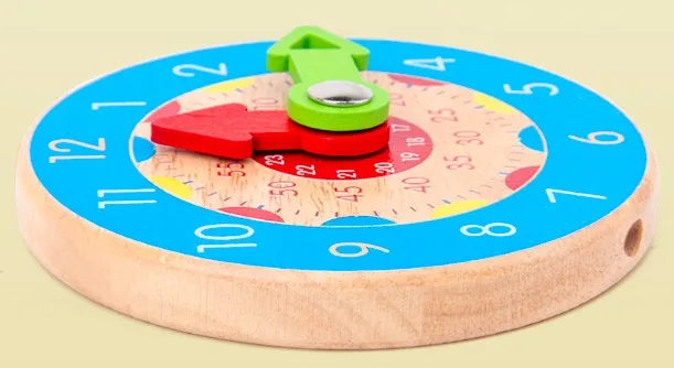 Детские деревянные часы Монтессори игрушки минуты секунды познания красочные