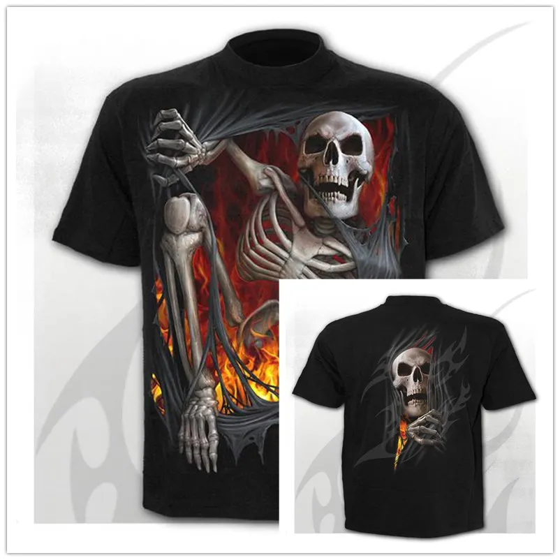 

Summer Men T-Shirts Casual O-Neck Short Sleeve Tee Tops Hip Hop Style Clothes Fashion Streetwear Skull 3D T Shirt Male