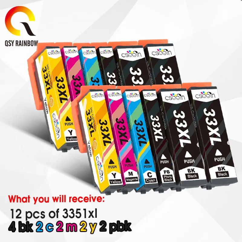 10 шт. и чистое решение cartriges 33XL 33 XL T3351 T3361 T3362 T3363 t3371 совместимый с принтером Epson Model