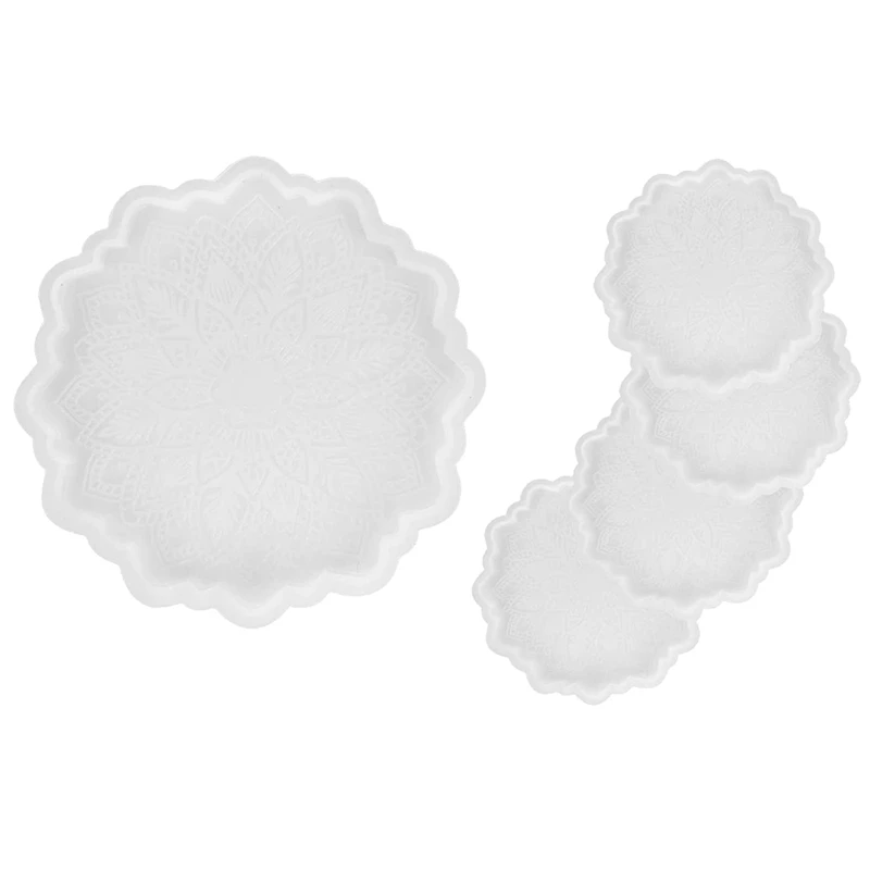 

5 Pcs Mandala Coaster Resin Molds,Tray Molds for Resin,Coaster Epoxy Resin Silicone Mold for Making Resin Craft