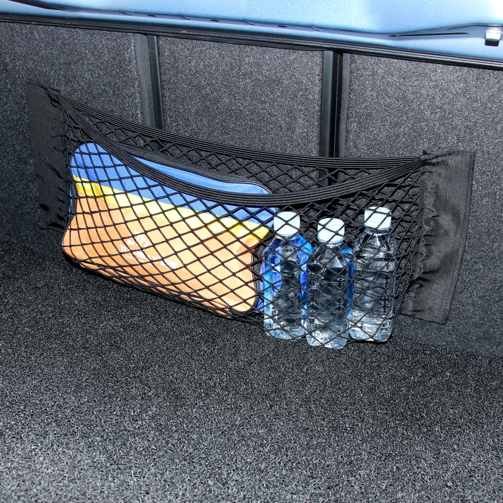 

Car Back Rear Trunk Seat Elastic String Net Magic Sticker Mesh Storage Bag Pocket Cage Auto Organizer Seat Back Bag 40*25cm