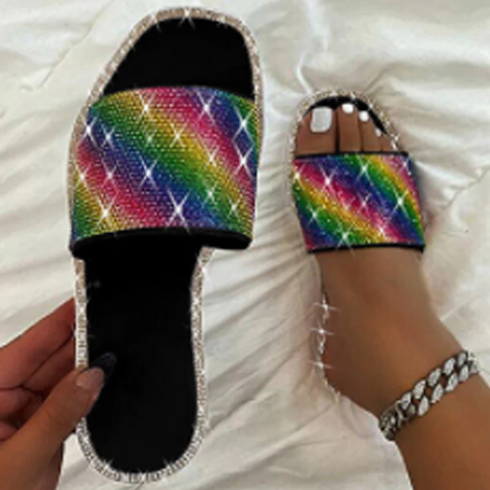 

Шлепанцы женские, летние, с блестками, ярких цветов