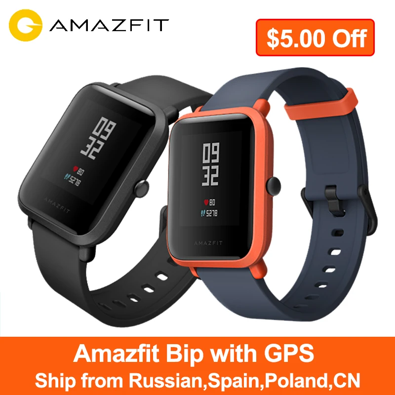 Huami Amazfit Bip GPS Смарт-часы с пульсометром 45 дней аккумулятор Bluetooth4.0 IP68 часы |