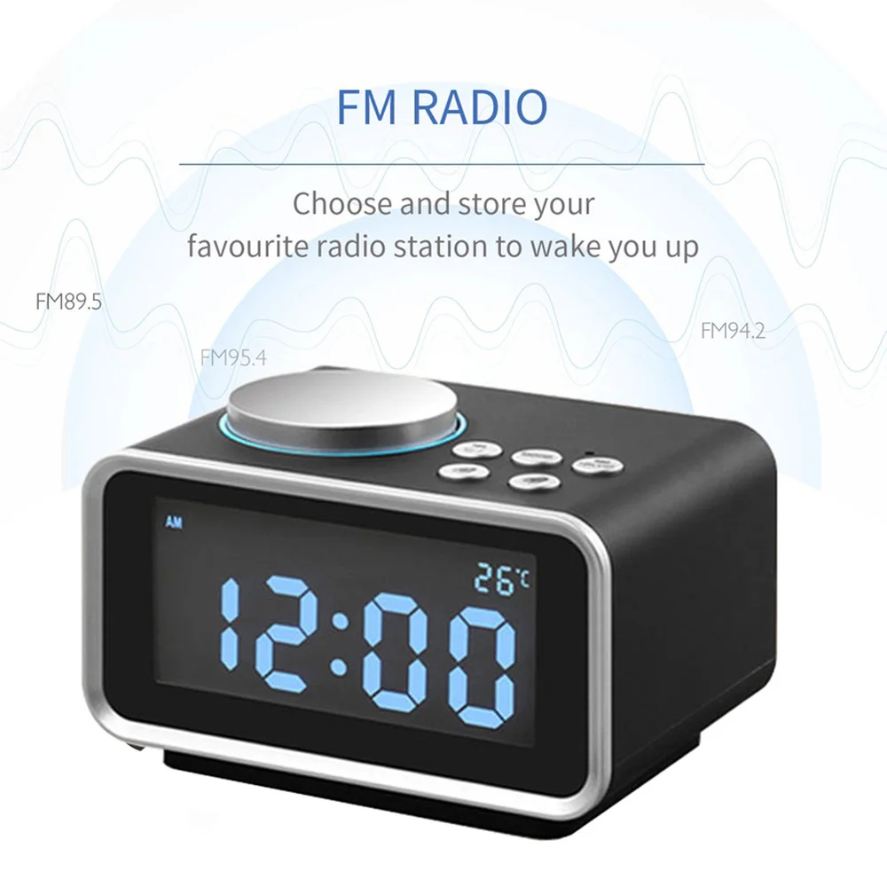 EAAGD Цифровой Будильник FM Радио Громкий будильник часы для тяжелых шпалов с USB