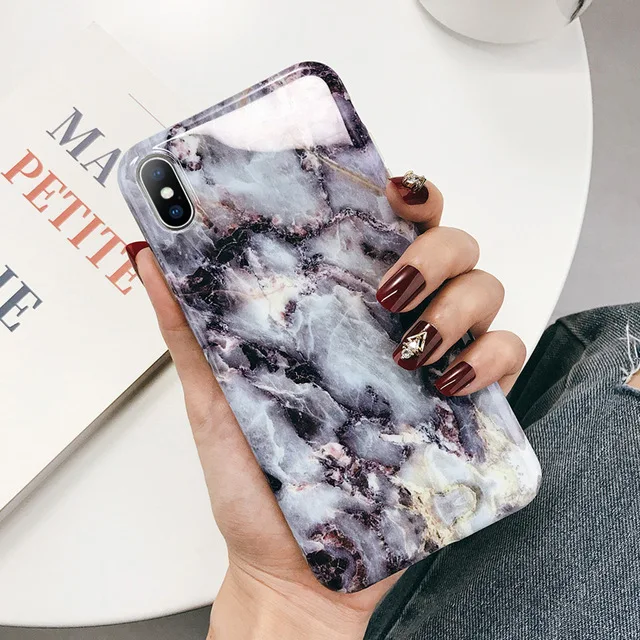 AC8058 Чехлы для телефонов Lovebay с геометрическим мрамором и текстурой для iPhone 11 Pro XR XS Max 7 8 Plus X Мягкая IMD чистая Гальваническая задняя крышка в подарок - Цвет: AC8058
