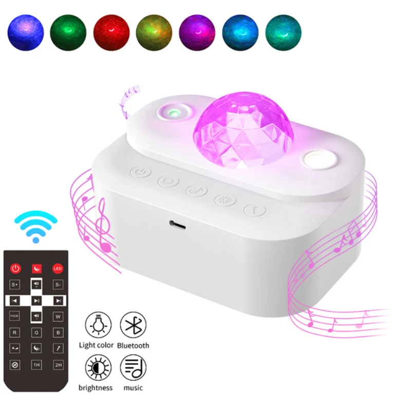 

LED Moon Starry Sky Projector Ocean Wave LED Night Light Music Player Remote Star Rotating Night Light Gift For Kid Bedroom Lamp