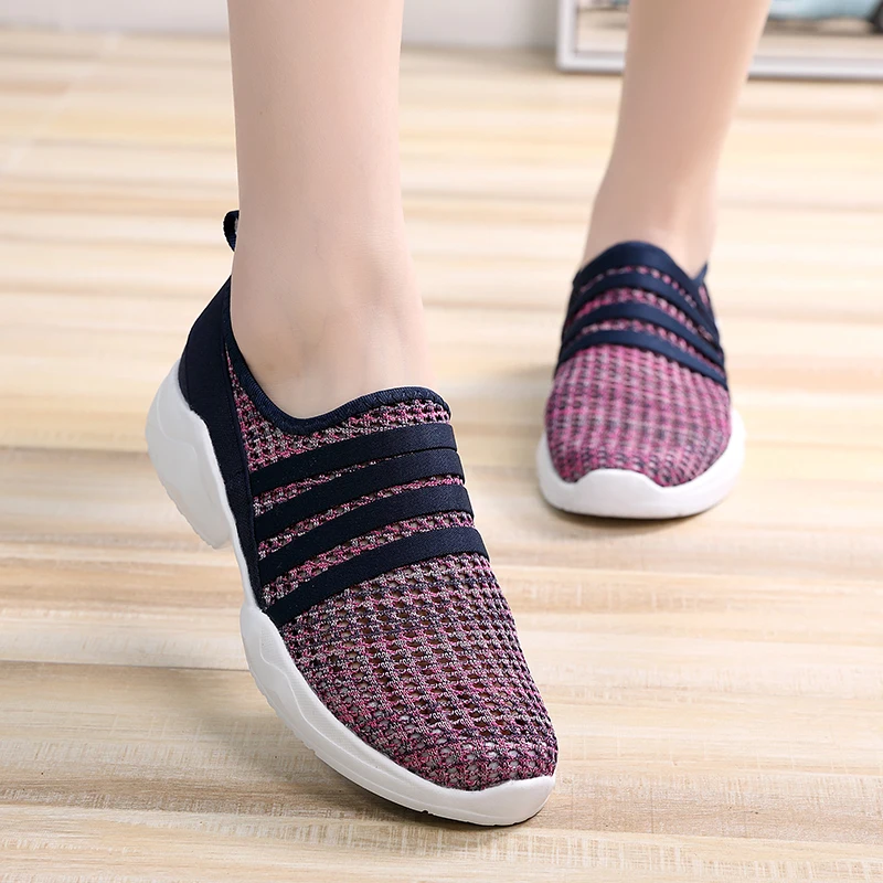 

BRKWLYZ 2021 Autumn Women Sneakers Flat Shoes Breathable Mesh Slip-on Casual Sneakers Shoes Ladies Flat Walking Shoes for Women