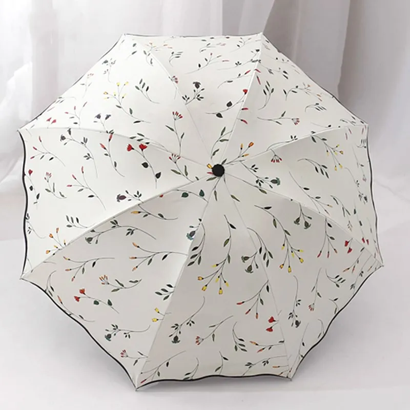 

2020 Цветочный складной зонт с защитой от УФ-лучей, Женский мини-зонтик с цветами, ветрозащитные ультралегкие зонтики для женщин