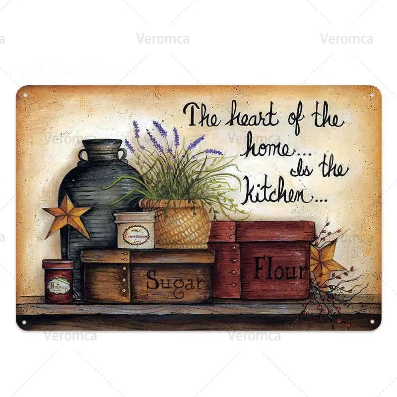 

Kitchen Metal Sign Plaque Metal Vintage Tin Sign Retro Kitchen Signs House Home Dinning Room Wall Decor Metal Signs