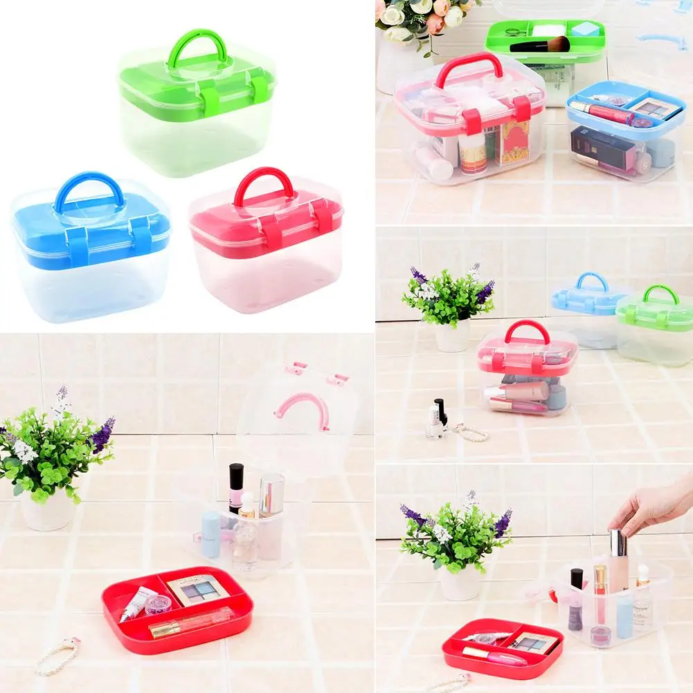 Пластиковый бытовой контейнер для хранения двухуровневый Настольный органайзер