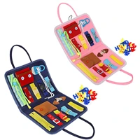 kids busyboard buckle zip button lace up tool toy montessori early education dress aids preschool cloth books for toddler