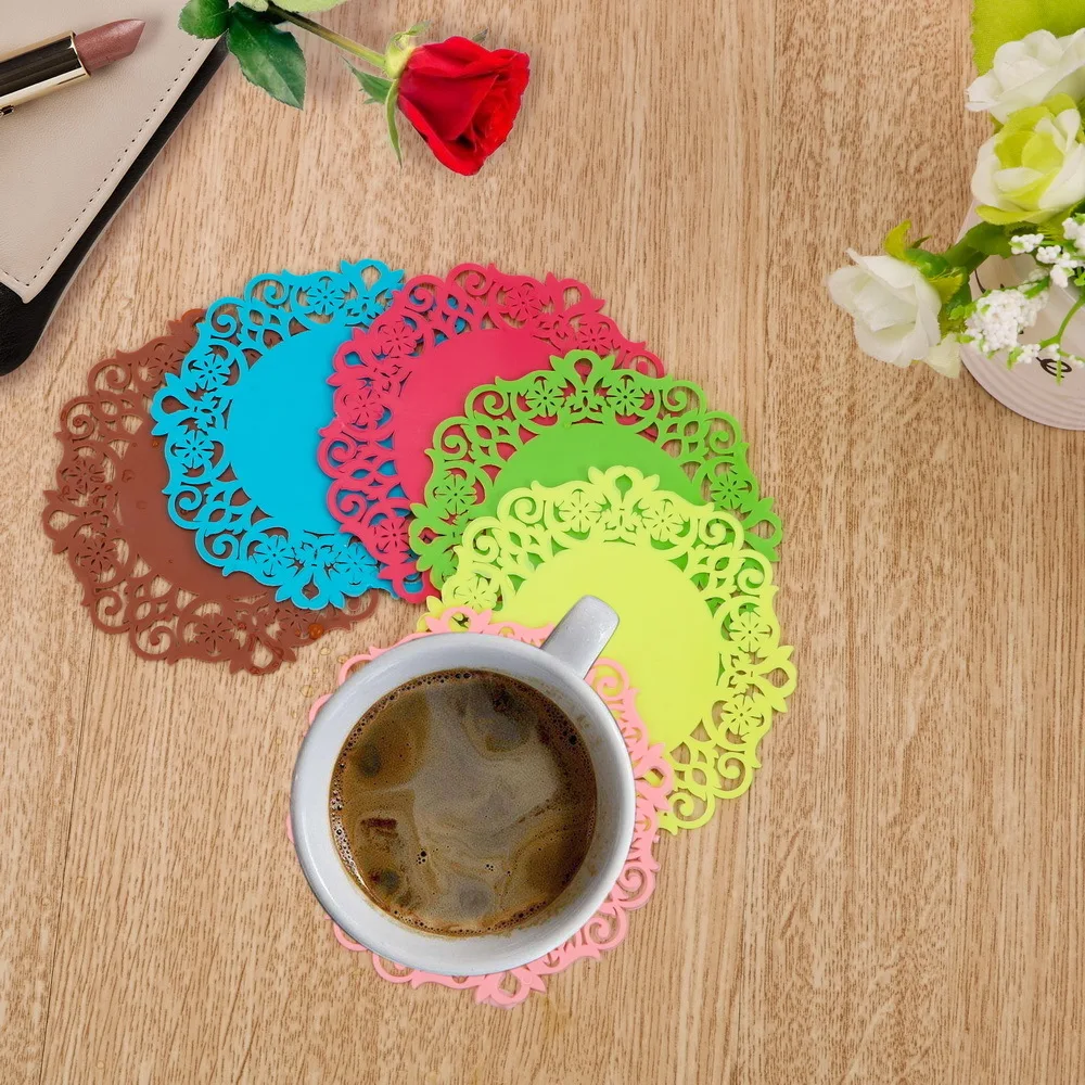 Hoomin силиконовый мат Coaster противоскользящие кофейные подставки для чая Pad кружева цветок полые салфетки на стол кухонная салфетка-подставка аксессуары