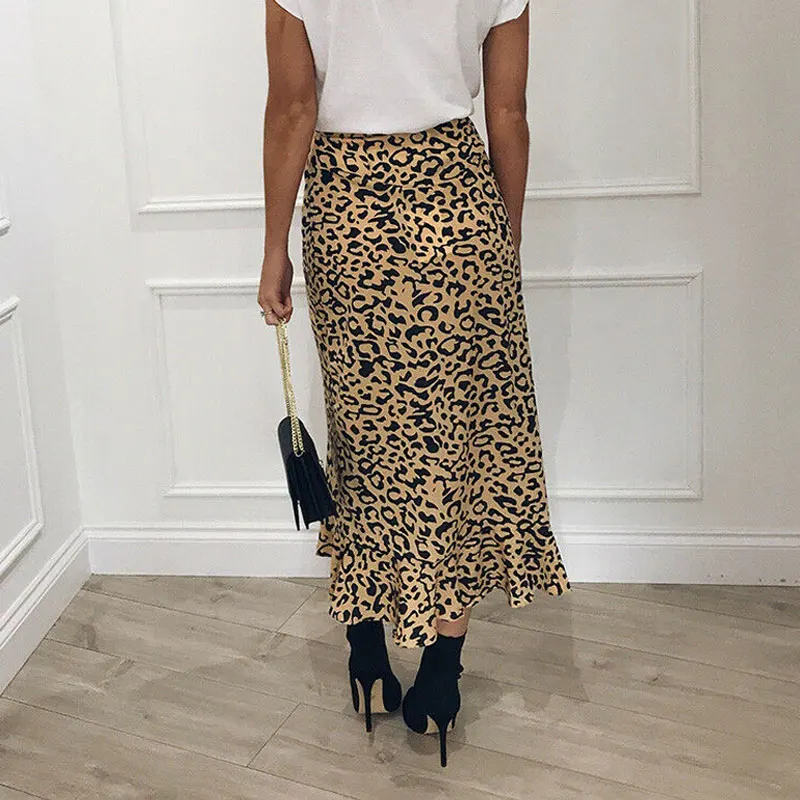 Женские юбки с запахом и леопардовым принтом свободные высокой талией | Женская