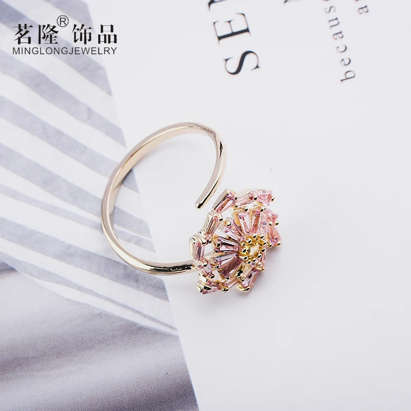 Открытое цветочное женское кольцо - регулируемое украшение для помолвки - женский подарок, упакованный в подарочный футляр - изменяемое 2020 года новинка - хорошо идет.