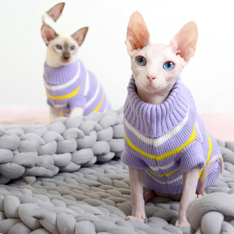 Одежда для кошек Теплый вязаный свитер с изображением кота девона Зимняя одежда