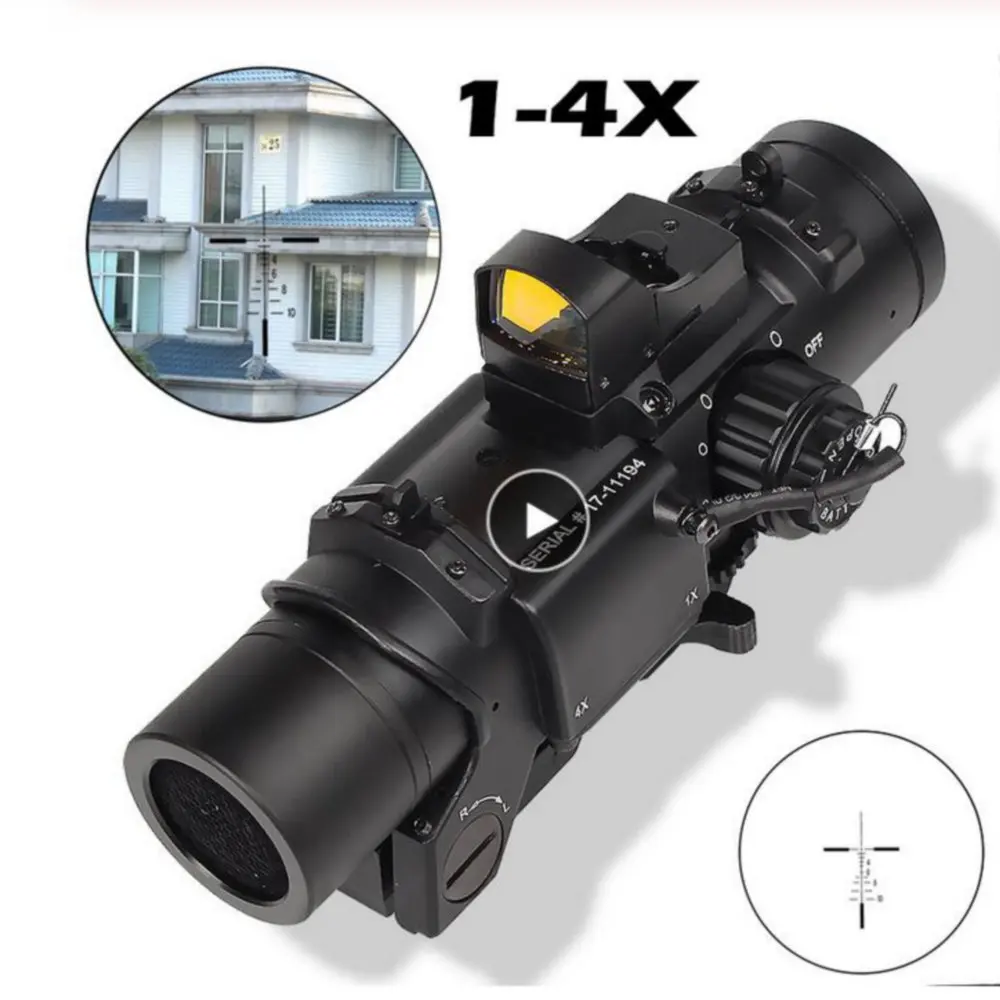 

Professional Holographic Sight 1-4X Locomotive Shape Combination Red Dots Scope Sight for 20mm rail rifle airsoft outdoors