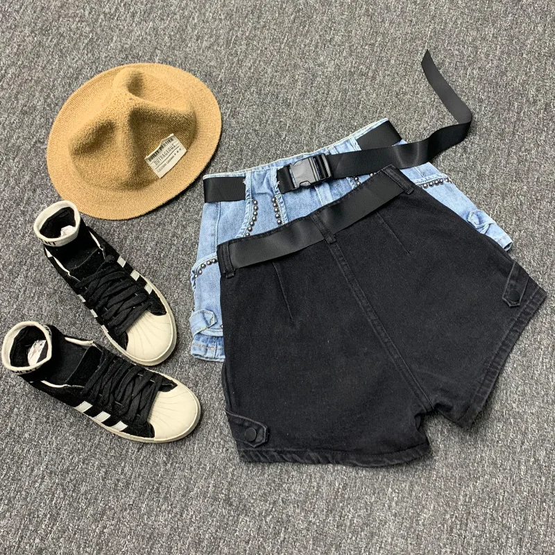 Женские джинсовые шорты с высокой талией широкие короткие свободные брюки