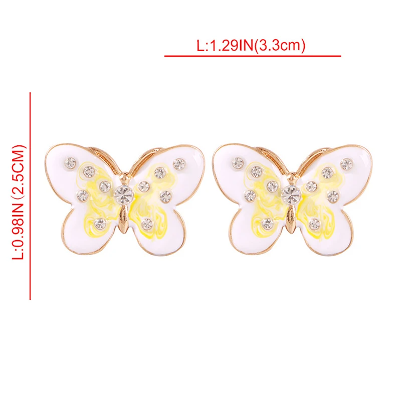 Модные цветные серьги-бабочки металлические серьги из сплава со стразами для