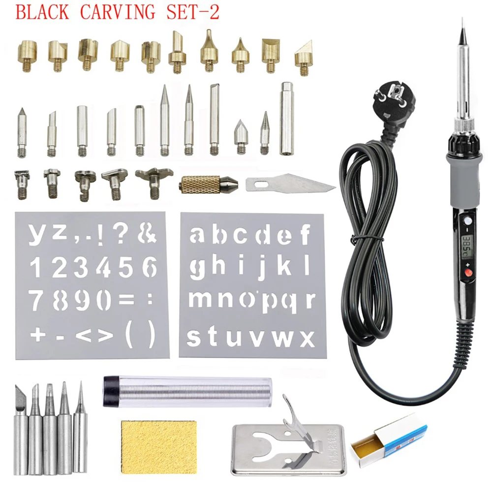 

40pcs Electric Soldering Iron Set Adjustable Temperature Digital Display Carving Pyrography Welding Embossing Burning Repair Set