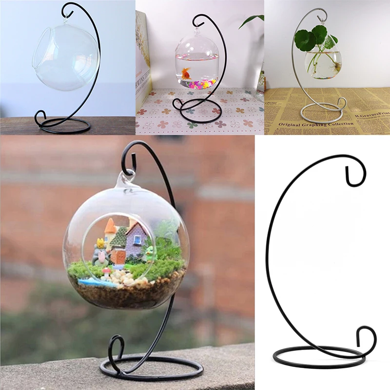 Стеклянная ваза для растений железная Подвесная подставка держатель без