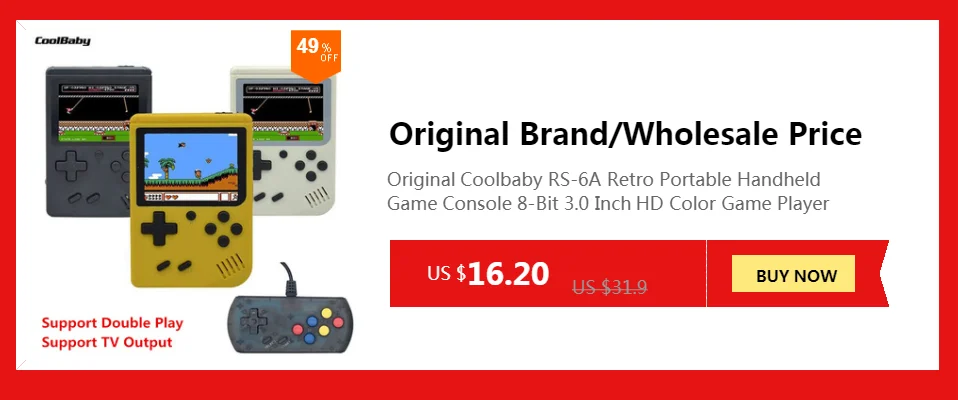 CoolBaby TV Handheld Family Recreation Video Game Console AV Port Retro Built-in 600 Classic Games Dual Gamepad Gaming Player