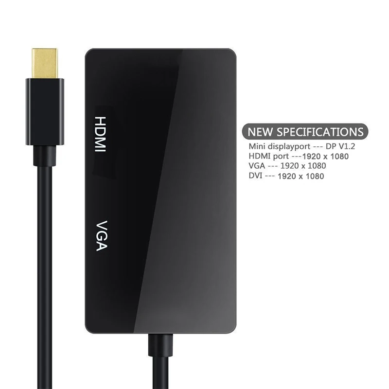 Мини DP до 1080P HDMI DVI VGA адаптер 3 в 1 концентратор Mini DisplayPort видео конвертер кабель для