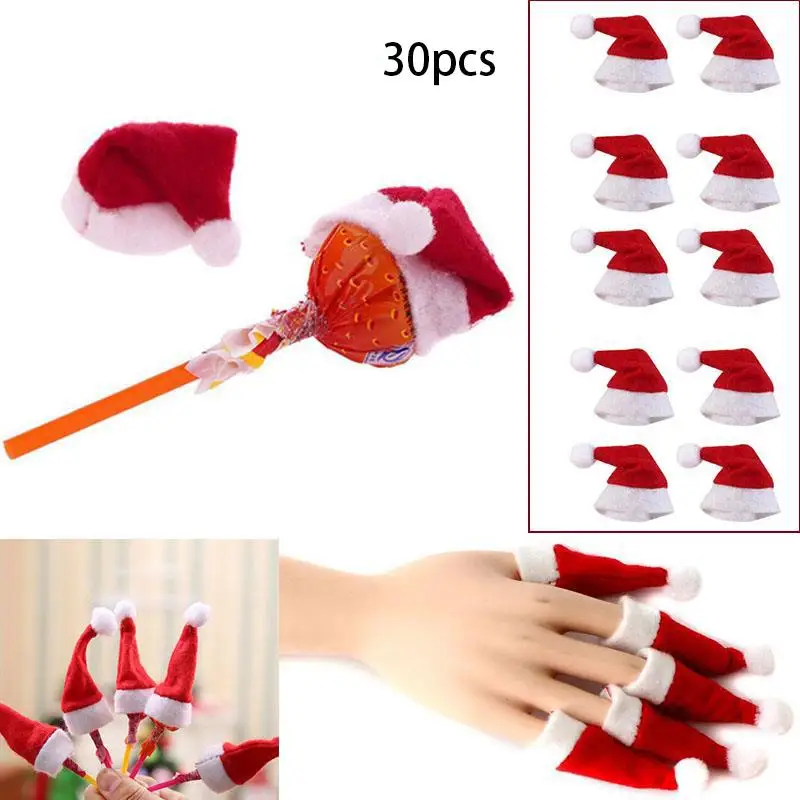 

30 шт Mini Lollipop Lollypop шапка Санта Клауса XMAS Christmas Finger Cap
