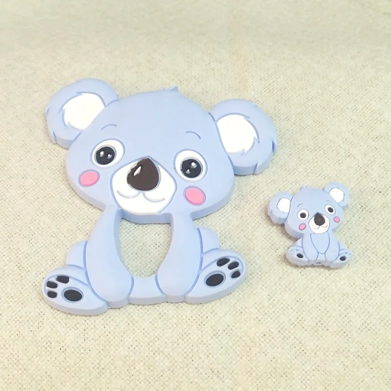 blue set Joepada 1 шт. Силиконовые Прорезыватели пищевого класса крошечный стержень мультфильм Животные коала Прорезыватель DIY Детский аксессуар для прорезывания зубов детские подарки для душа игрушка - Цвет: blue set