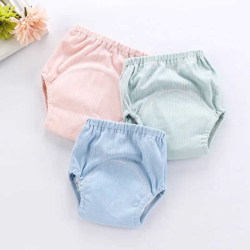 

3pcs/lot Baby Cloth Diaper Wash Gauze Leakage Training Pants waterproof Infant Underwear Solid Color