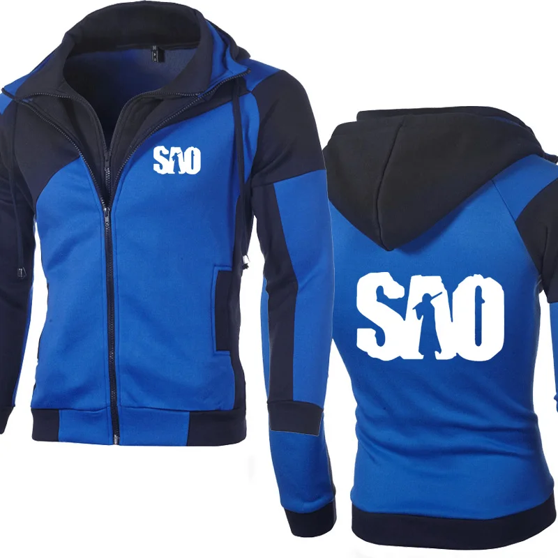 

Unisex Spring Autumn Men's Hoodie SAO Sword Art Online Printing Casual Stitching Men's Sport Jacket Cotton Men's Fake Two