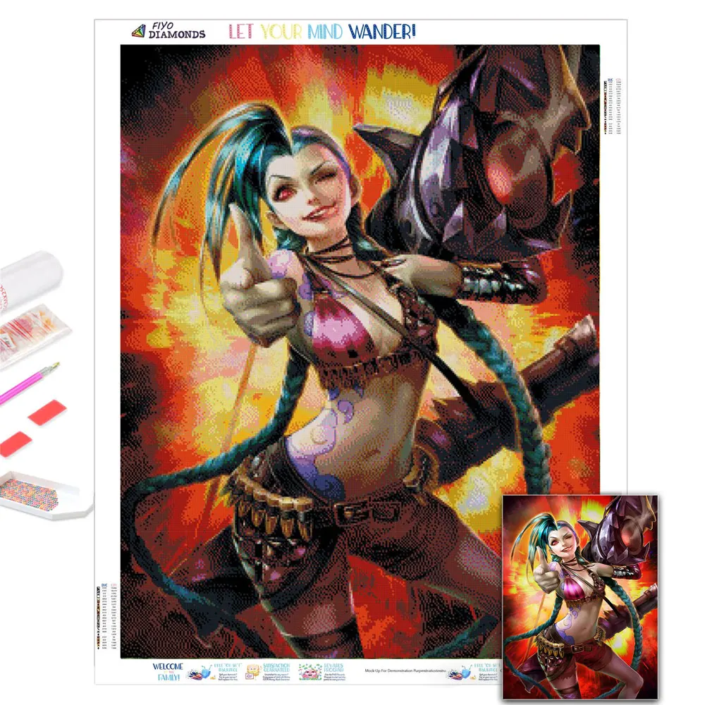 

Алмазная живопись Jinx LOL картина 5D Сделай Сам полная Алмазная мозаика вышивка крестиком наборы Рождественский домашний Декор Рождество кукр...