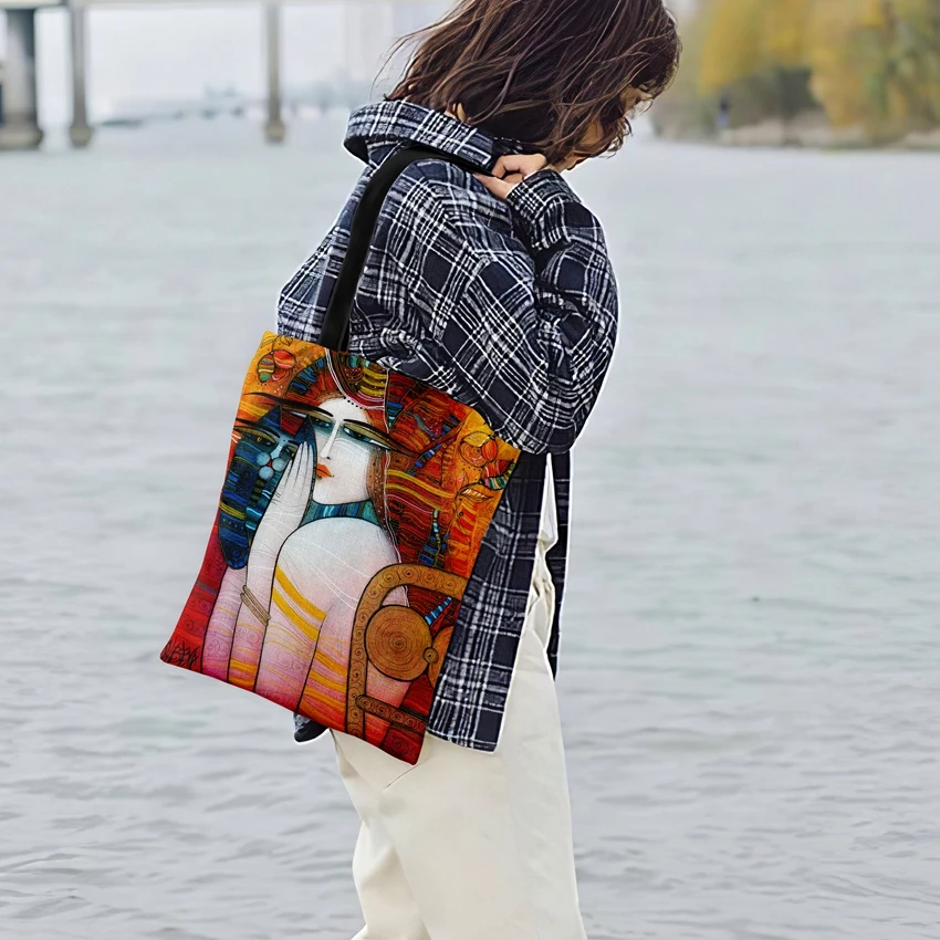 Женская сумка через плечо тоут с принтом египетской королевы и кота для женщин