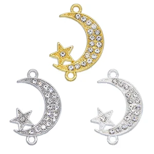 Аксессуары для ювелирных изделий сделай сам, стразы из серебра с мусульманским полумесяцем, амулет, мусульманские соединители для мусульманских украшений сделай сам, 6 шт.