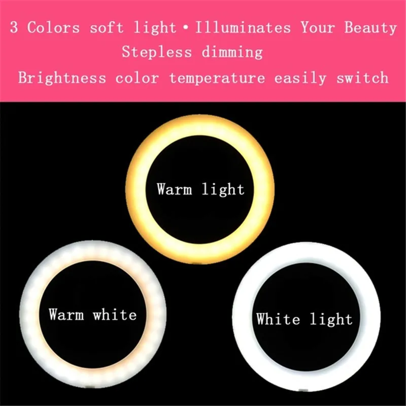 16cm LED Selfie Ring Light with Stand Photography Video 3500-5500k Photo Studio for Smartphone Phone Holder | Электроника