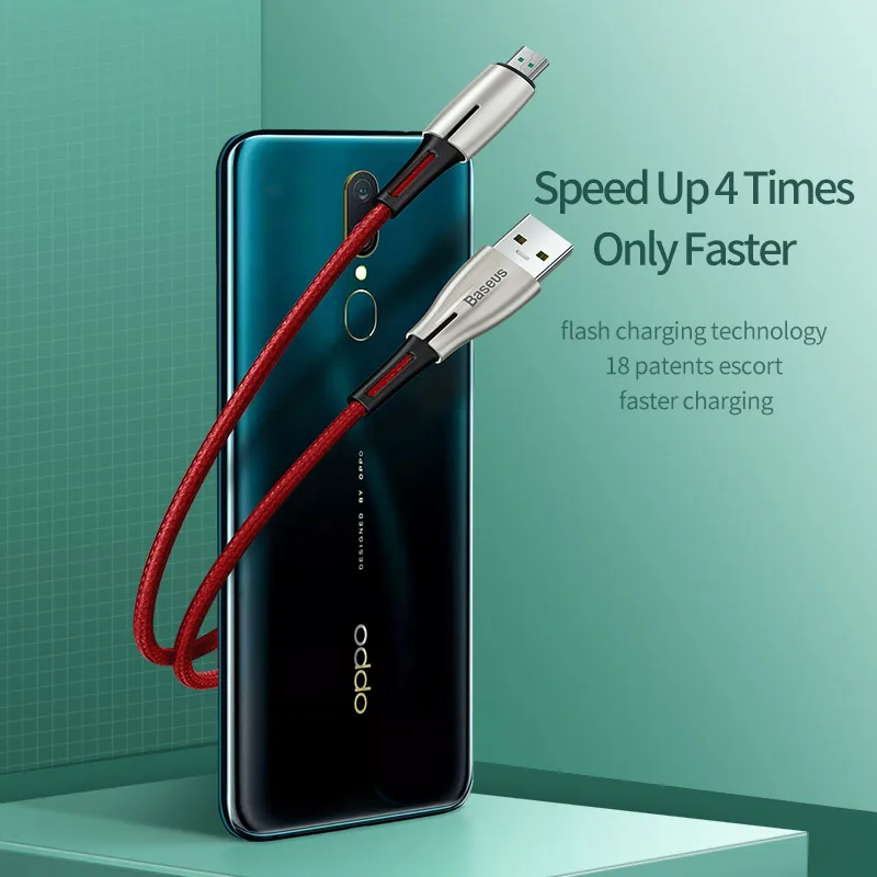 Baseus Micro USB кабель для OPPO 4A VOOC Быстрая зарядка кабель зарядного устройства микро-usb для samsung Xiaomi Redmi Note 4 5