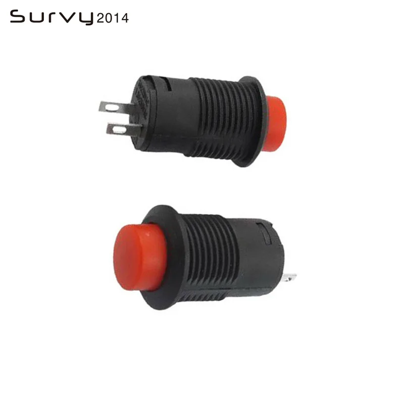 10 шт. Мгновенный SPST без Красной круглой крышки кнопочный переключатель 1.5A 250VAC 3A