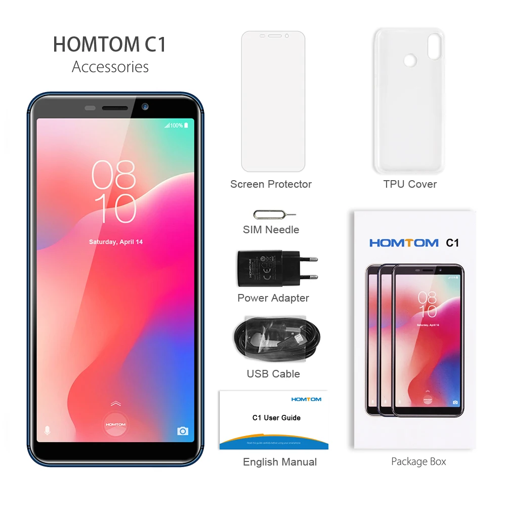 HOMTOM C1 1 ГБ ОЗУ 16 Гб ПЗУ четырехъядерный мобильный телефон 5 дюймов 18:9 полный