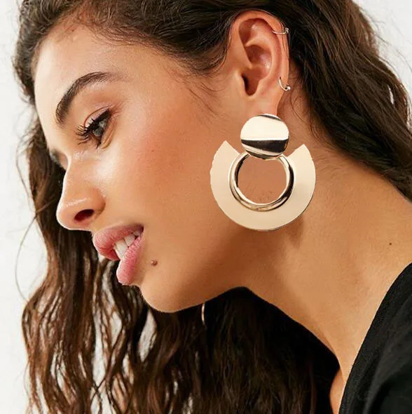 2020 винтажные металлические круглые полые серьги геометрические двухслойные