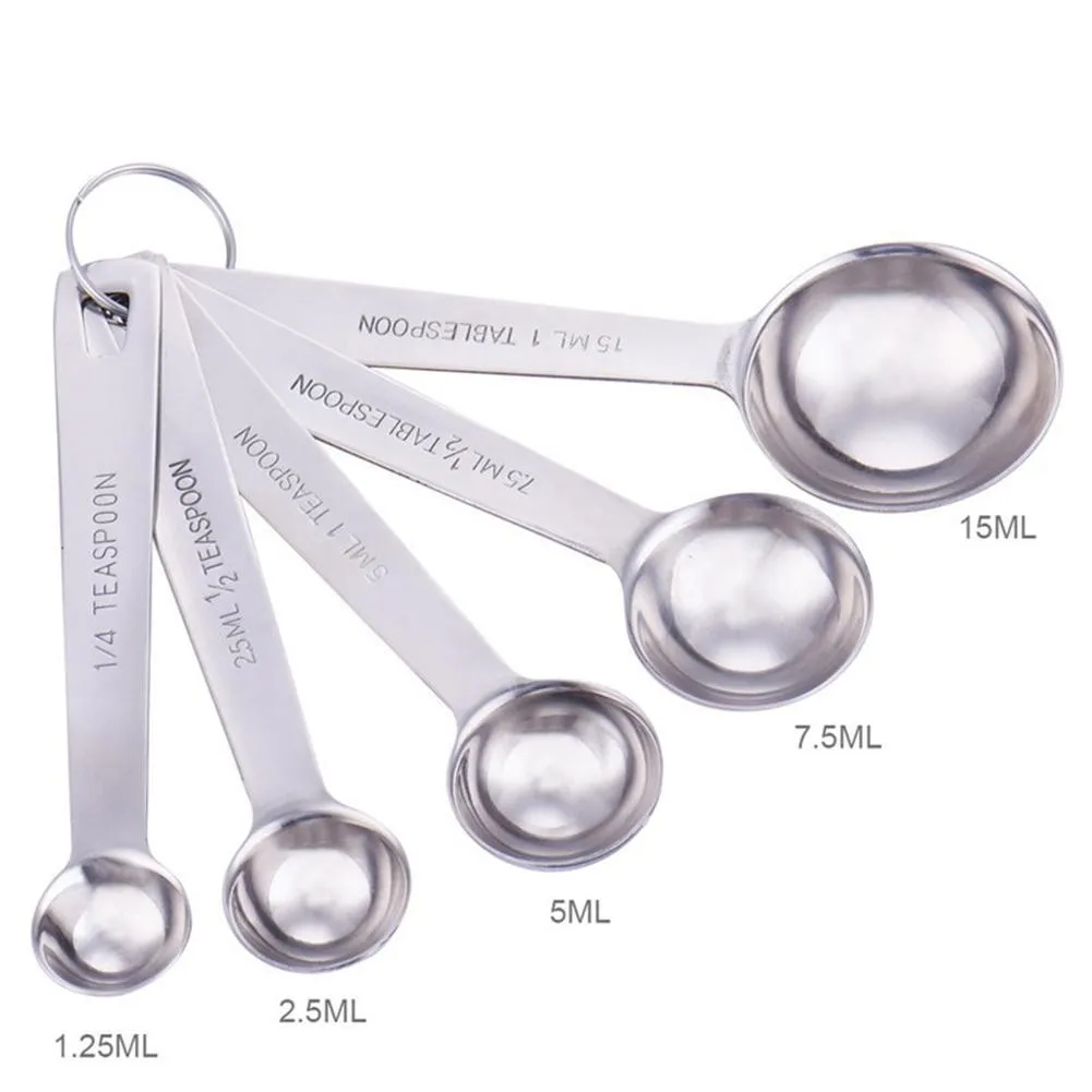 

1 set / 5 x Measuring Spoon Useful Steel Tea Coffee 1.25ml and Spoons 5ml/ Measuring 15ml/ cup Measuring 7.5ml/ 2 Q7Y1