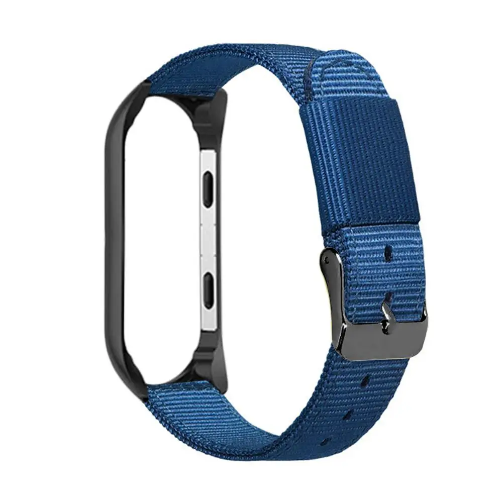 Для Xiao mi 3 mi Band 4 Универсальный спортивный предварительно mi um сменный Браслет из парусины нейлоновый ремешок с черной рамкой ремешок для часов - Цвет: Sapphire