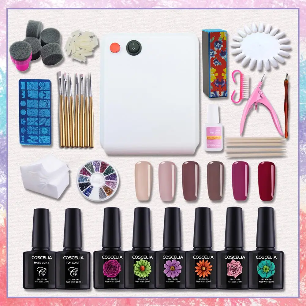 RU доставка Pro Набор для акриловых ногтей маникюрный набор УФ светодиодный