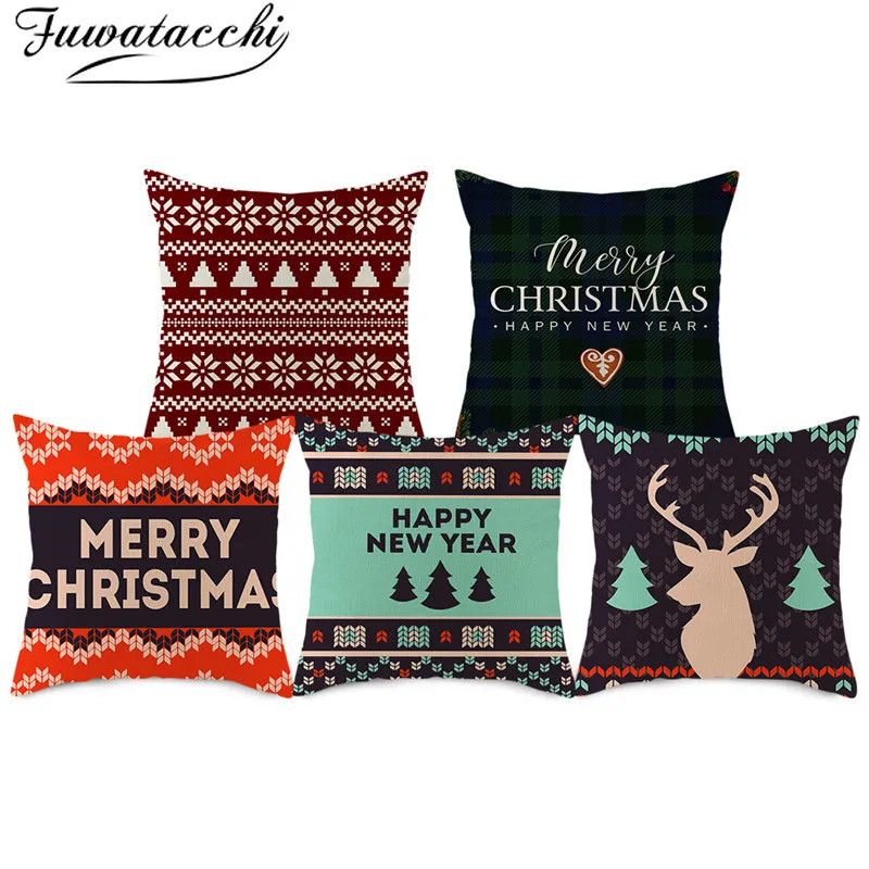 Fuwatacchi рождественская елка лось ранняя геометрическая декоративная наволочка