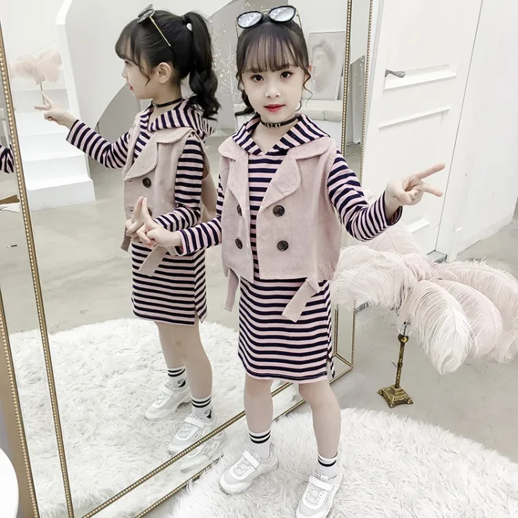 Весенне-осенняя повседневная одежда для девочек комплект из 2 предметов