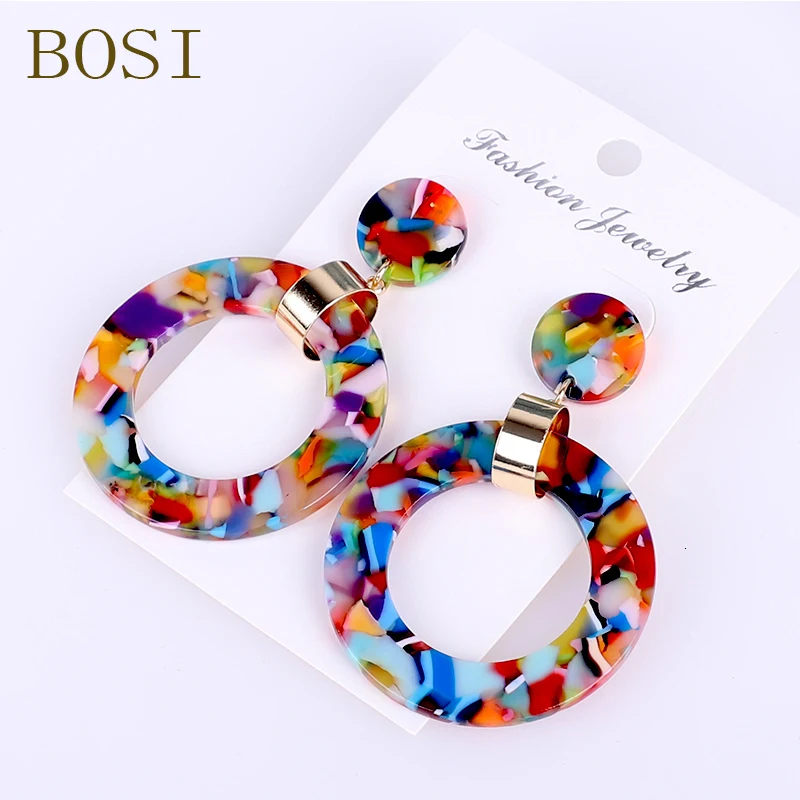 Серьги для женщин, акриловые, Boho, ацетат, висячие серьги, модные, большие, богемные, аксессуары, геометрические, Роскошные, трендовые, для лица